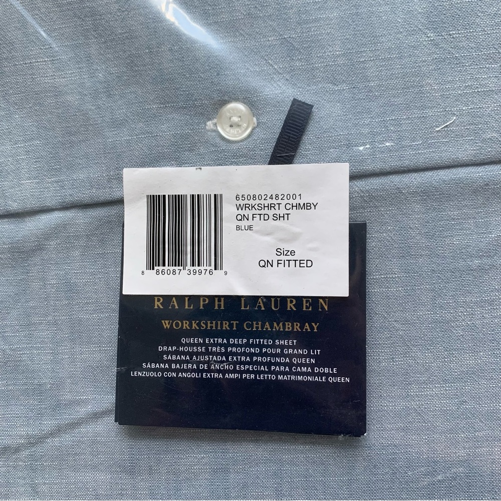 Ralph Lauren Workshirt Chambray Flat & Fitted Sheet NWT Queen - Picture 2 of 6